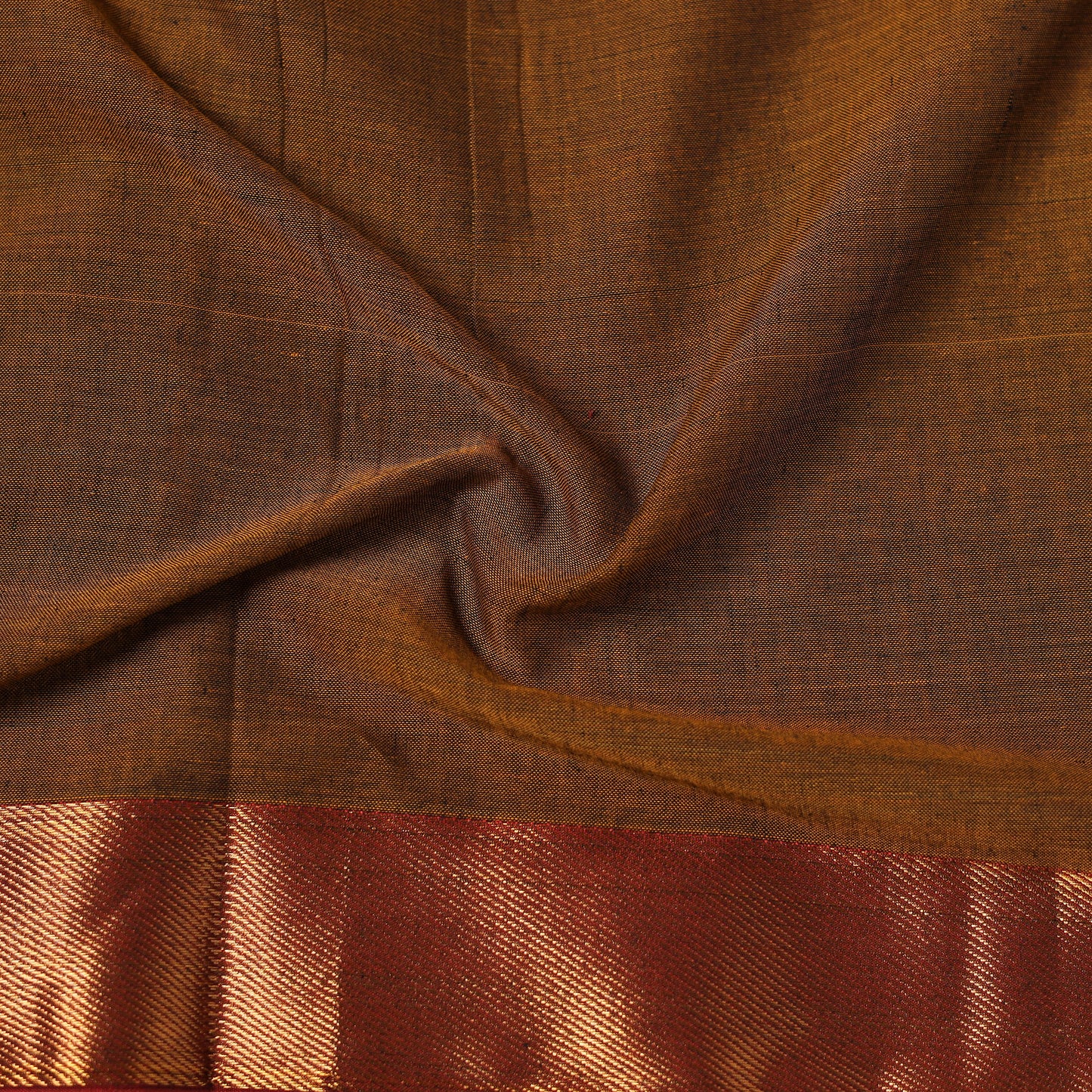Brown - Dharwad Cotton Fabric with Border 15