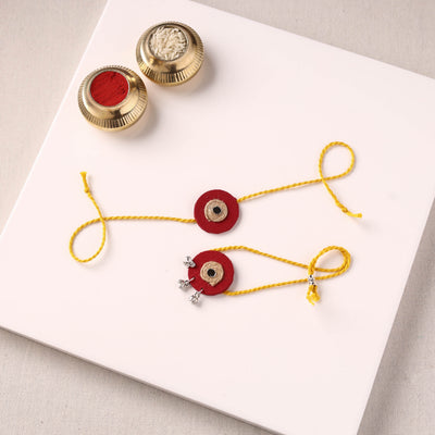 Handmade Jute & Mirror Work Fabart Bhaiya Bhabhi Rakhi Set 54