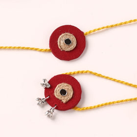Handmade Jute & Mirror Work Fabart Bhaiya Bhabhi Rakhi Set 54