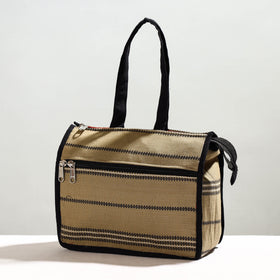 Brown Handcrafted Jacquard Cotton Hand Bag