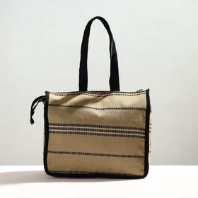 Brown Handcrafted Jacquard Cotton Hand Bag