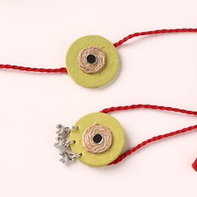 Handmade Jute & Mirror Work Fabart Bhaiya Bhabhi Rakhi Set 55