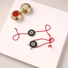 Handmade Jute & Mirror Work Fabart Bhaiya Bhabhi Rakhi Set 56