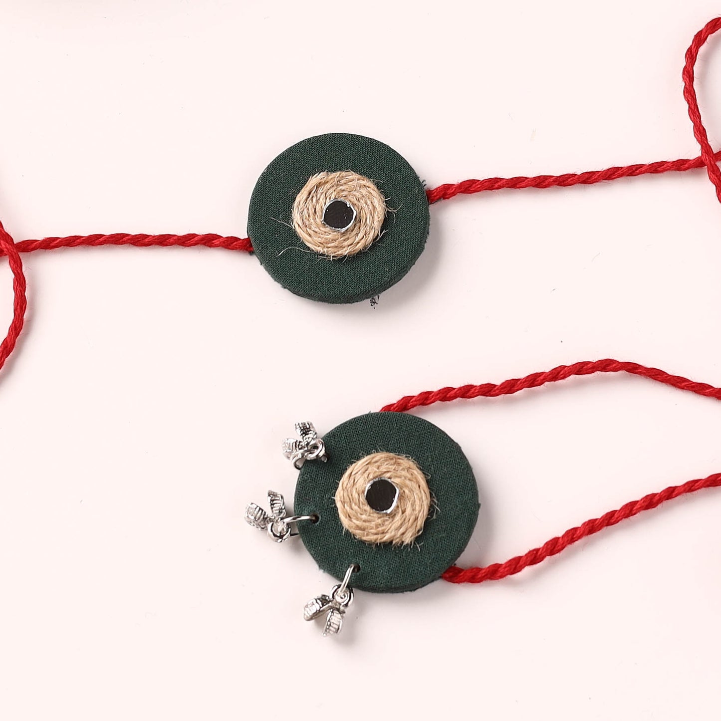 Handmade Jute & Mirror Work Fabart Bhaiya Bhabhi Rakhi Set 56