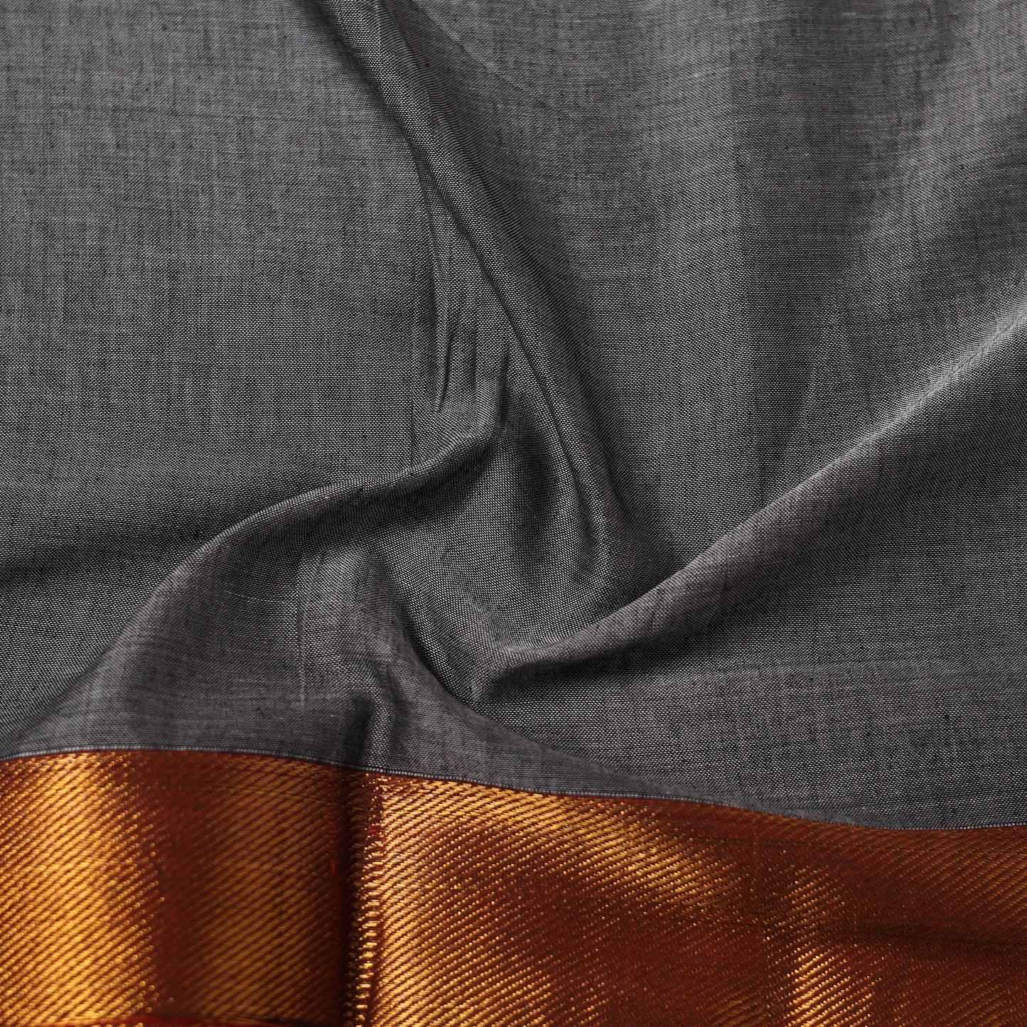 Grey - Dharwad Cotton Fabric with Border 17