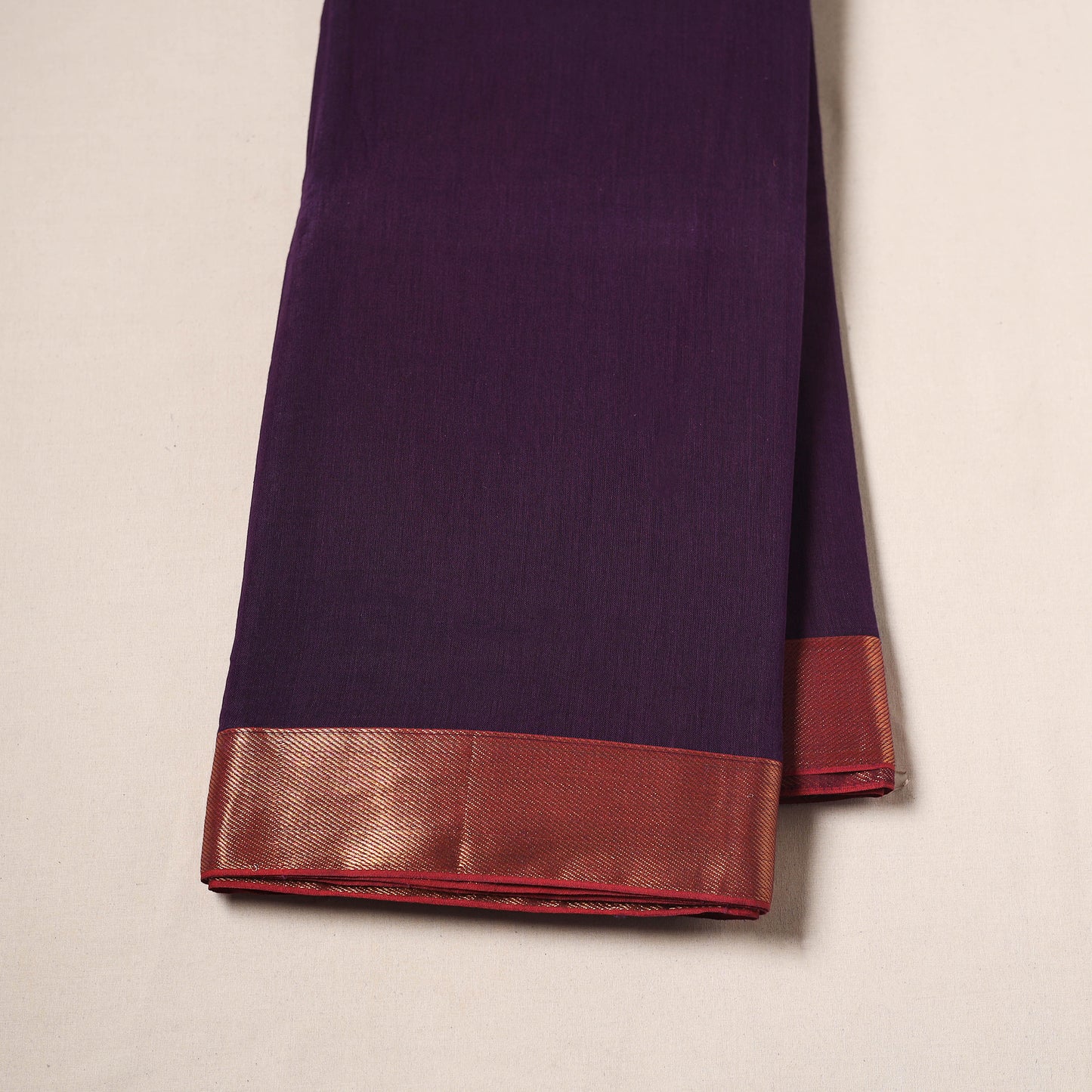 Purple - Dharwad Cotton Fabric with Border 18