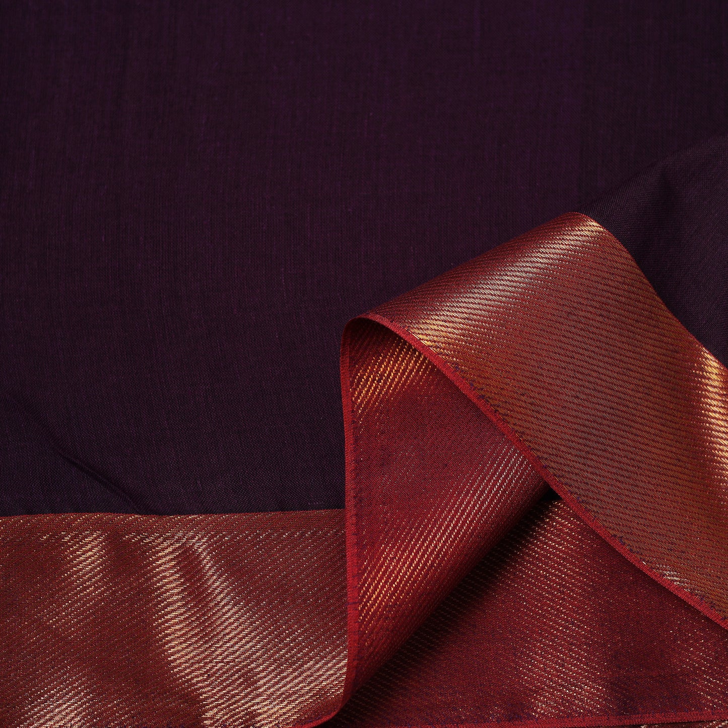 Purple - Dharwad Cotton Fabric with Border 18