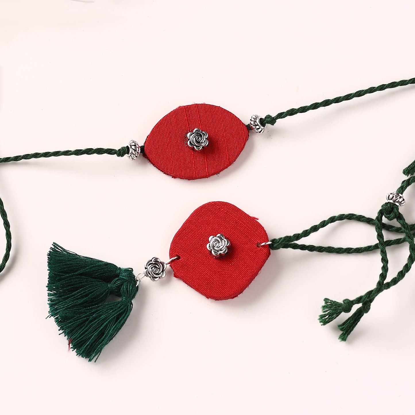 Handmade GS Bead Work Fabart Rakhi with Lumba Set 01