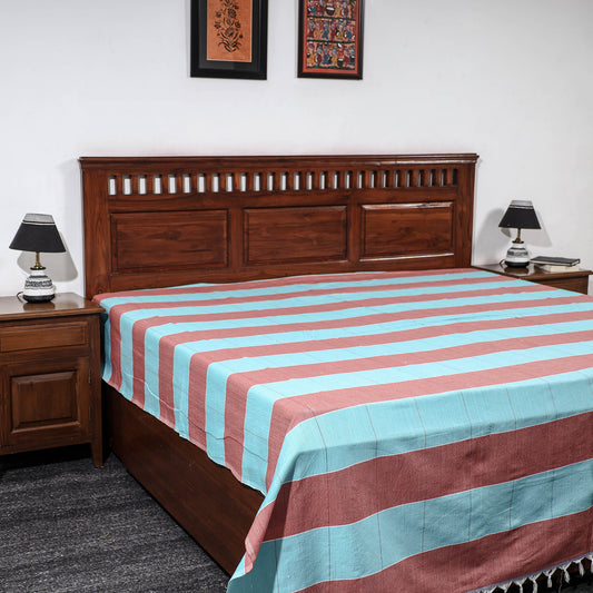 Multicolor - Pure Handloom Cotton Double Bed Cover (108 x 90 in)