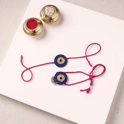 Handmade Jute & Mirror Work Fabart Bhaiya Bhabhi Rakhi Set 57