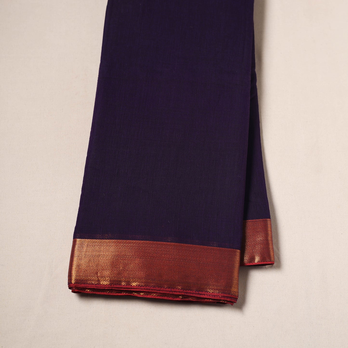 Purple - Dharwad Cotton Fabric with Border 19