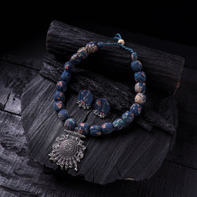 Handmade Fabart Beads Gs Pendant Necklace with Earrings Set 21