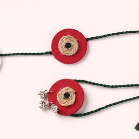 Handmade Jute & Mirror Work Fabart Bhaiya Bhabhi Rakhi Set 59