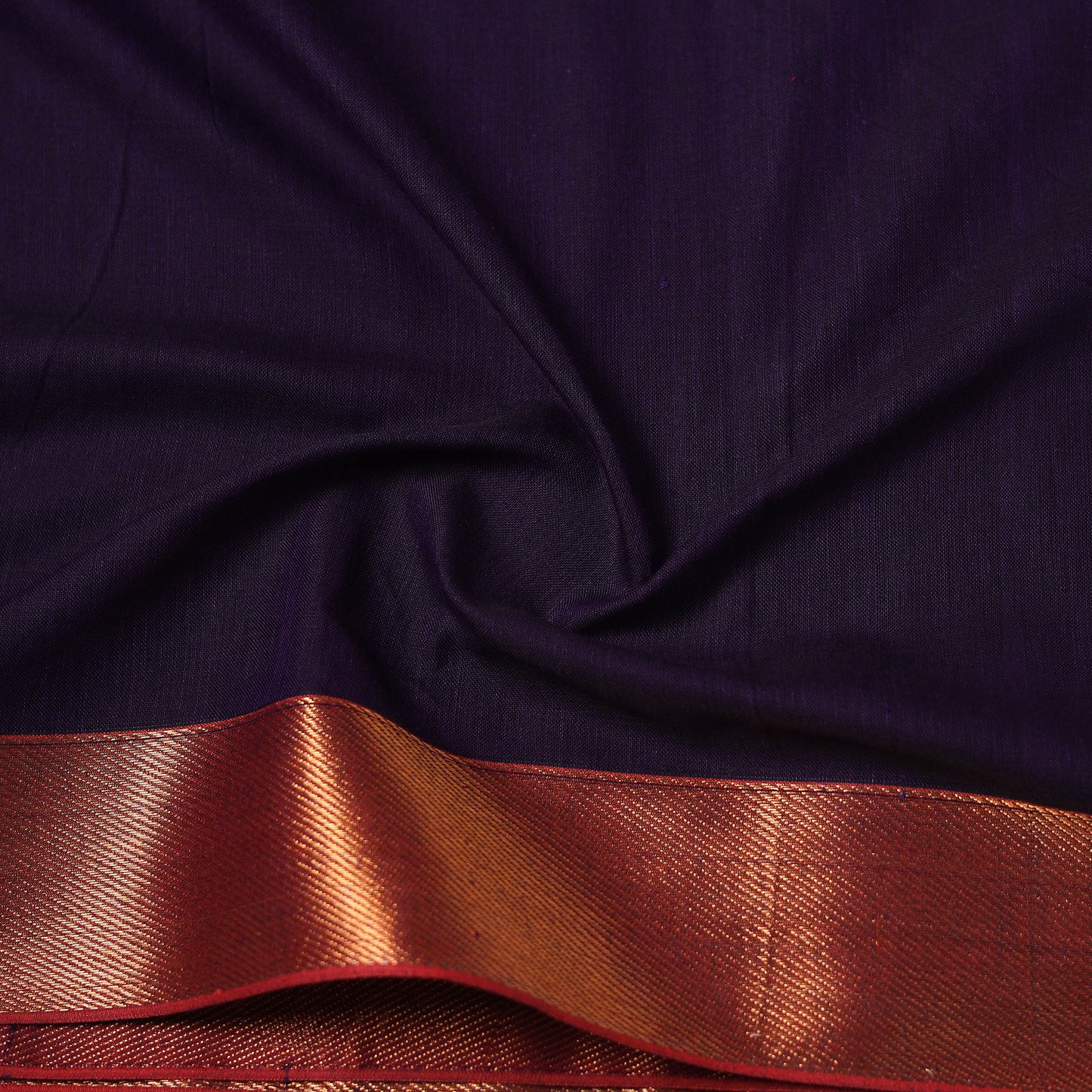 Purple - Dharwad Cotton Fabric with Border 19