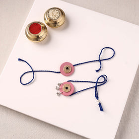 Handmade Jute & Mirror Work Fabart Bhaiya Bhabhi Rakhi Set 58