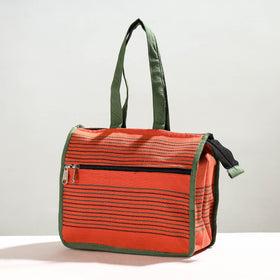 Orange Handcrafted Jacquard Cotton Hand Bag