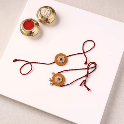Handmade Jute & Mirror Work Fabart Bhaiya Bhabhi Rakhi Set 60