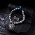 Handmade Fabart Beads Gs Pendant Necklace with Earrings Set 24