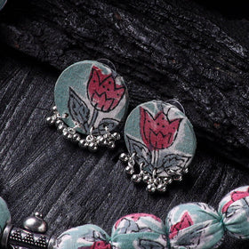 Handmade Fabart Beads Gs Pendant Necklace with Earrings Set 24