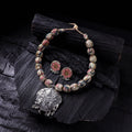 Handmade Fabart Beads Gs Pendant Necklace with Earrings Set 25
