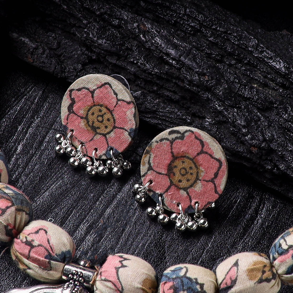 Handmade Fabart Beads Gs Pendant Necklace with Earrings Set 25