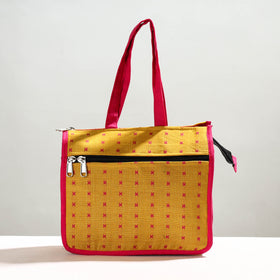 Yellow Handcrafted Jacquard Cotton Hand Bag