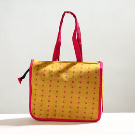 Yellow Handcrafted Jacquard Cotton Hand Bag