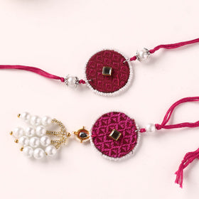 Handmade Kundan & Bead Work Fabart Rakhi with Lumba Set 65