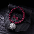 Handmade Fabart Beads Gs Pendant Necklace with Earrings Set 28