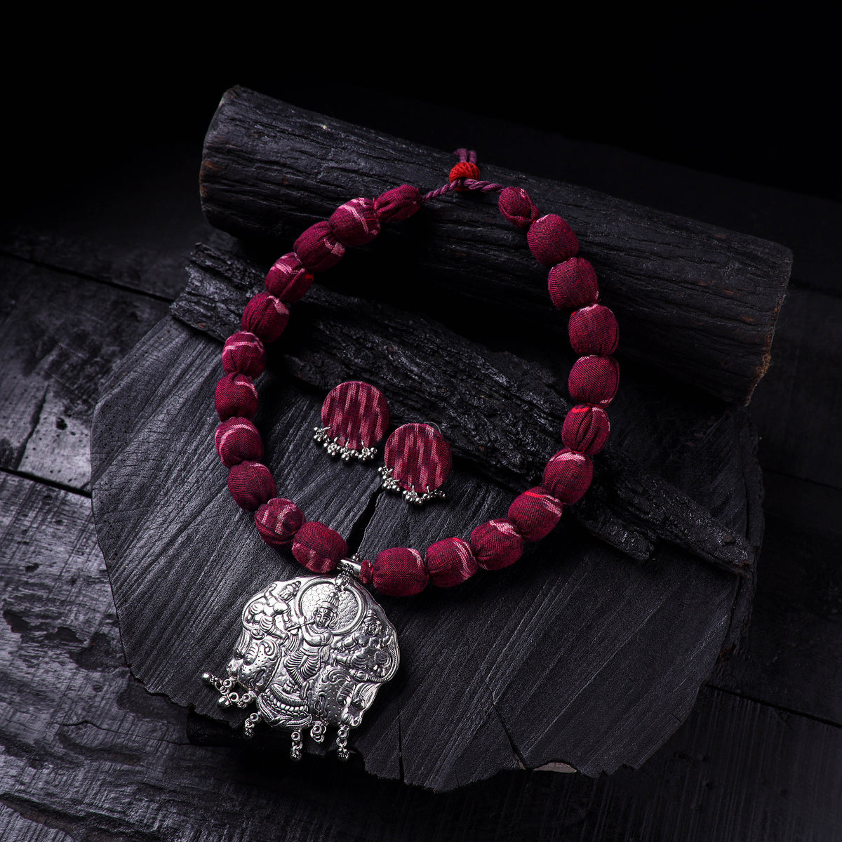 Handmade Fabart Beads Gs Pendant Necklace with Earrings Set 28