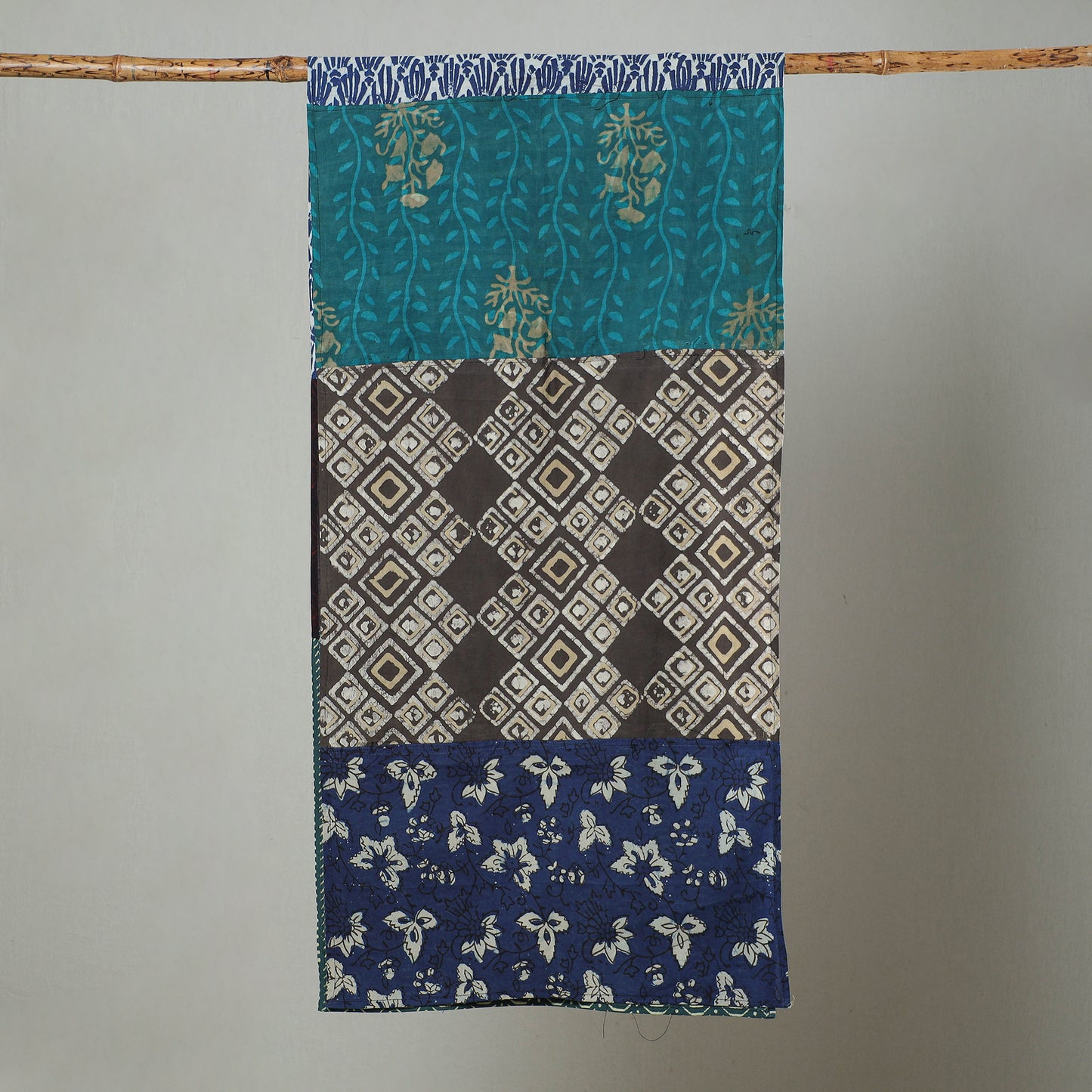 Multicolor - Patchwork Block Printed Cotton Stole 75