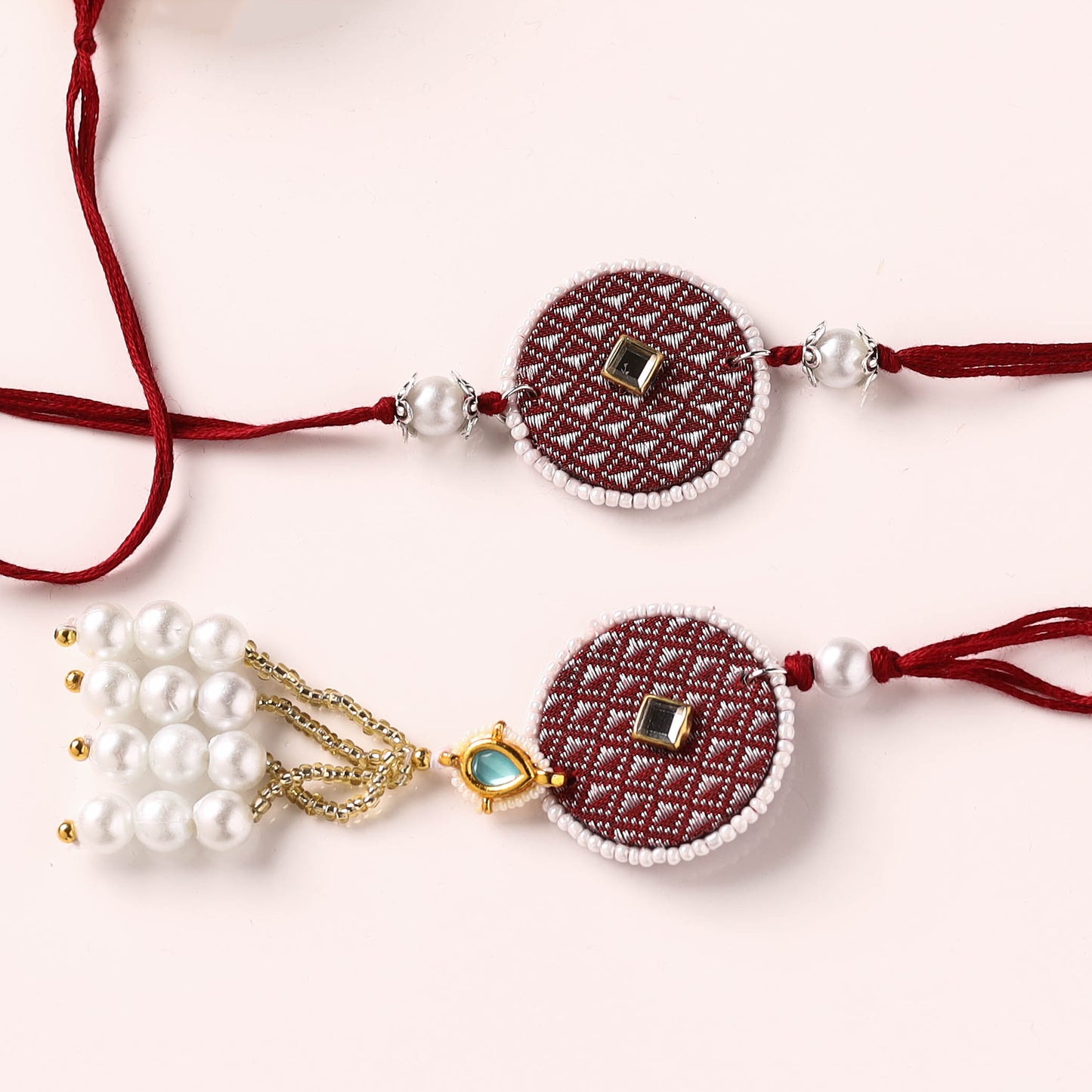 Handmade Kundan & Bead Work Fabart Rakhi with Lumba Set 70