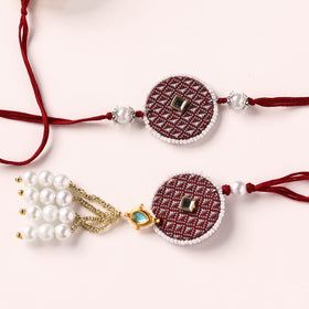 Handmade Kundan & Bead Work Fabart Rakhi with Lumba Set 70