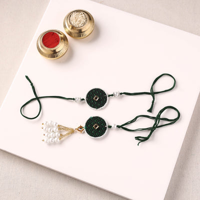 Handmade Kundan & Bead Work Fabart Rakhi with Lumba Set 71