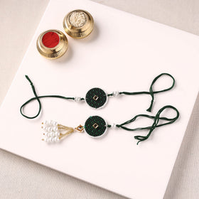 Handmade Kundan & Bead Work Fabart Rakhi with Lumba Set 71