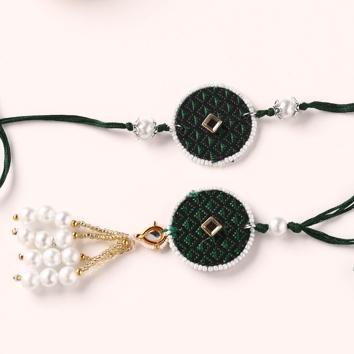 Handmade Kundan & Bead Work Fabart Rakhi with Lumba Set 71