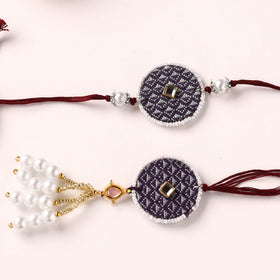 Handmade Kundan & Bead Work Fabart Rakhi with Lumba Set 72