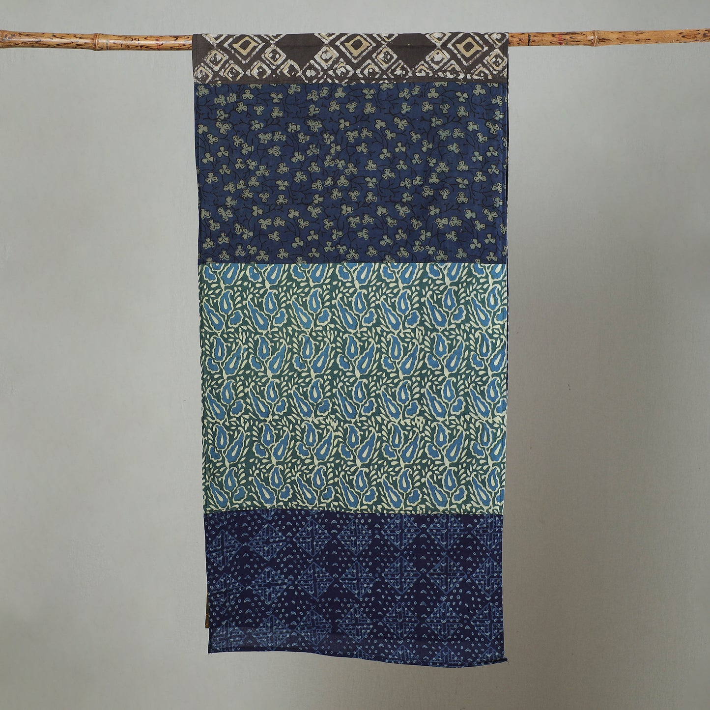 Multicolor - Patchwork Block Printed Cotton Stole 70