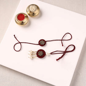 Handmade Kundan & Bead Work Fabart Rakhi with Lumba Set 73