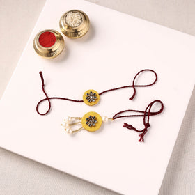 Handmade Kundan & Bead Work Fabart Rakhi with Lumba Set 74
