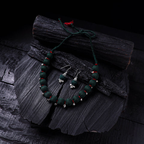 Handmade Fabart Beads Gs Ghungroo Necklace with Earrings Set 32
