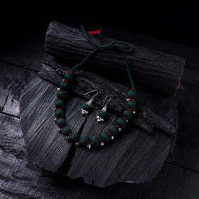 Handmade Fabart Beads Gs Ghungroo Necklace with Earrings Set 32