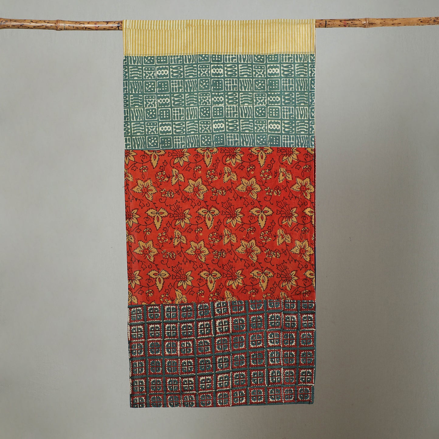 Multicolor - Patchwork Block Printed Cotton Stole 65