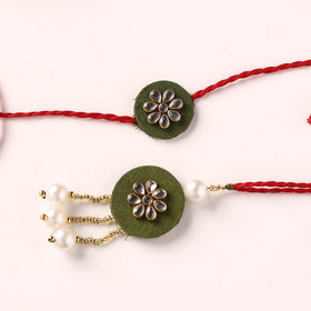 Handmade Kundan & Bead Work Fabart Rakhi with Lumba Set 75