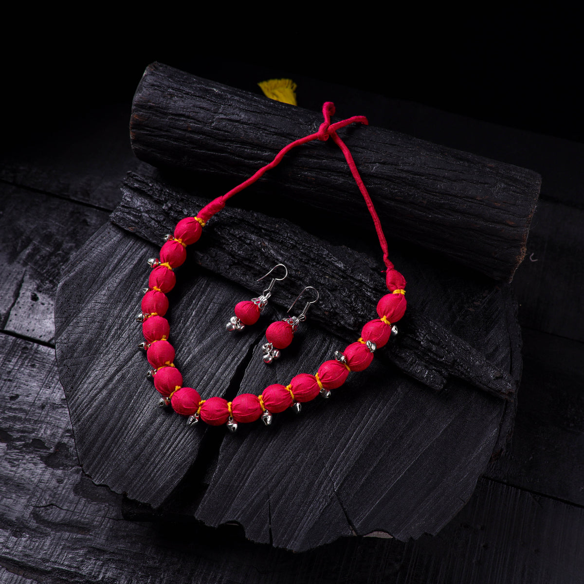Handmade Fabart Beads Gs Ghungroo Necklace with Earrings Set 33