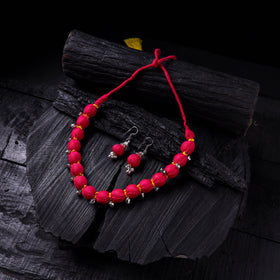 Handmade Fabart Beads Gs Ghungroo Necklace with Earrings Set 33