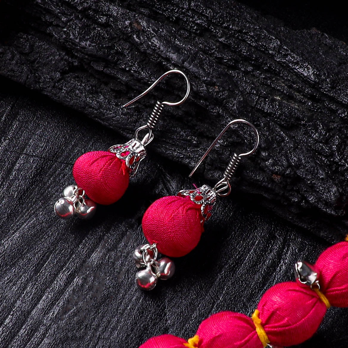 Handmade Fabart Beads Gs Ghungroo Necklace with Earrings Set 33