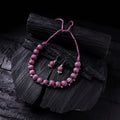 Handmade Fabart Beads Gs Ghungroo Necklace with Earrings Set 34