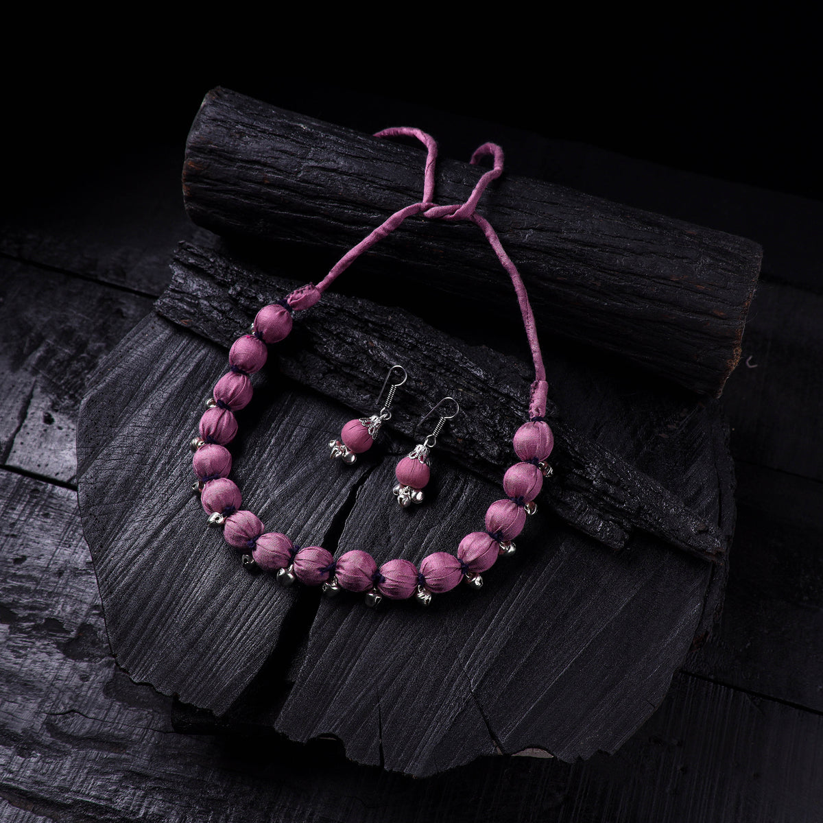 Handmade Fabart Beads Gs Ghungroo Necklace with Earrings Set 34