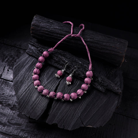 Handmade Fabart Beads Gs Ghungroo Necklace with Earrings Set 34